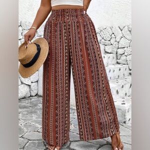 Shein Boho Wide-Leg Printed Ankle Pants